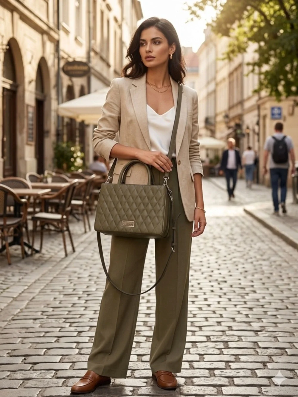 Guess Quilted Olive Top Handle Crossbody Bag - Picture 12 of 12